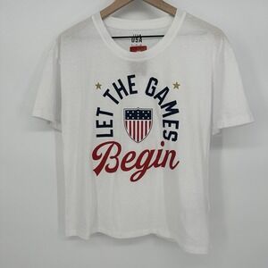 Women's U.S. Soccer USA National Team Rolled Sleeve Tee Shirt White Small NWT‎